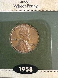 lot 86 image: LAST YEAR OF ISSUE 1958 WHEAT CENT AND 1945 JEFFERSON WAR NICKEL