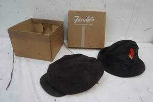lot 96 image: 2- Wool Mens hats in Old Fandels Hat Box