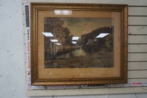 lot 188 image: Framed Matted Landscape Picture