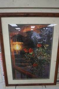 lot 194 image: Wooden Framed Matted Picture of Hummingbird in the night