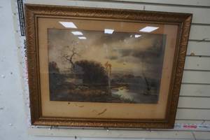 lot 187 image: Framed Matted Landscape Picture