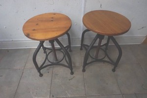 lot 443 image: 2 Wooden Seated Stools