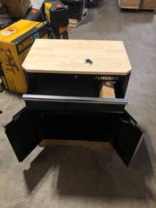 lot 2 image: Husky Ready-to-Assemble 24-Gauge Steel 1-Drawer 2-Door Garage Base Cabinet in Black (28 in. W x 32.8 in. H x 18.3 in. D) Customer Returns See Pictures