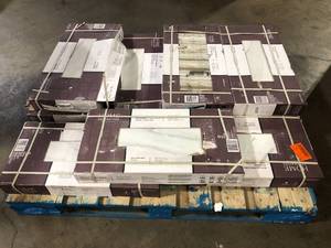 lot 7 image: 9 Boxes of Home Decorators Collection Kolasus White 12 in. x 24 in. Matte Porcelain Stone Look Floor and Wall Tile (16 sq. ft.Case) Customer Returns See Pictures