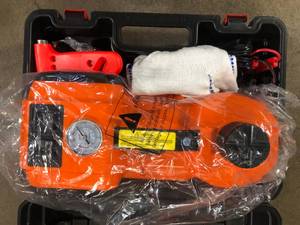 lot 49 image: VEVOR 5-Ton 11023 lbs. Electric Hydraulic Jack Car Floor Jack 12V Lift Up To 17.7 in. Height with Built-in Tire Inflator Pump Customer Returns See Pictures