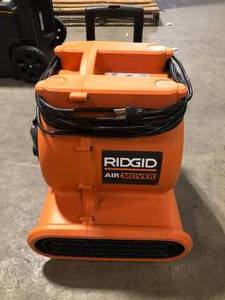 lot 13 image: RIDGID 1625 CFM 3-Speed Portable Blower Fan Air Mover with Collapsible Handle and Rear Wheels for Water Damage Restoration    Customer Returns See Pictures