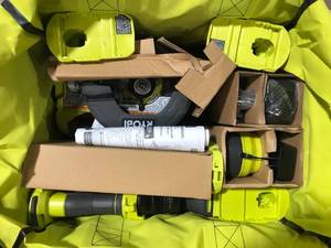 lot 14 image: RYOBI ONE 18V Cordless 6-Tool Combo Kit with 1.5 Ah Battery, 4.0 Ah Battery, and Charger  Customer Returns See Pictures