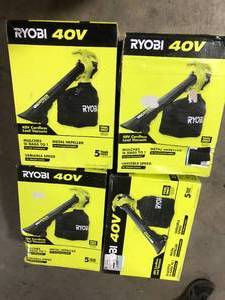 lot 15 image: Lot of RYOBI 40V Vac Attack Cordless Battery Leaf VacuumMulcher (Tool Only)Customer Returns See Pictures
