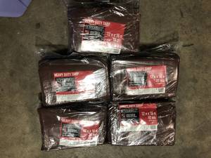 lot 28 image: Lot of Everbilt 12 ft. x 16 ft. BrownSilver Heavy Duty Tarp Customer Returns See Pictures
