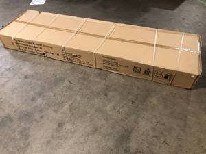 lot 39 image: Husky 8 ft. Adjustable Height Solid Wood Top Workbench in Red for Ready to Assemble Steel Garage Storage System Customer Returns See Pictures