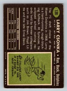 lot 8 image: Larry Csonka RC 1969 Topps #120 Vintage Rookie Football Card