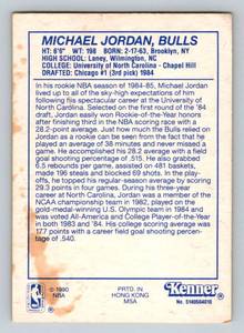 lot 10 image: Michael Jordan Rare Starting Lineup Card 1990 Kenner Yellow Rookie Year Basketball Card