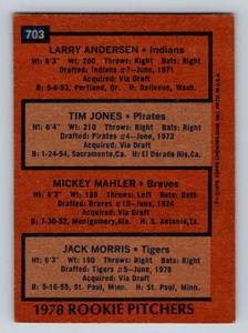 lot 19 image: Jack Morris RC 1978 Topps #703 Rookie Vintage Baseball Card