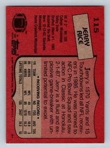 lot 22 image: Jerry Rice 2nd Year 1987 Topps #115 Vintage Football Card