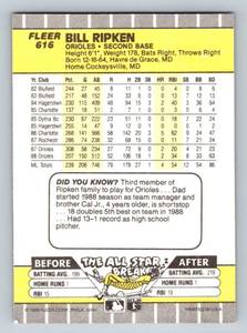lot 29 image: Billy Ripken Iconic Black Box F Face Error Card - 1989 Fleer #616 Baseball Card