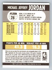 lot 33 image: Michael Jordan 1990 Fleer #26 Basketball Card