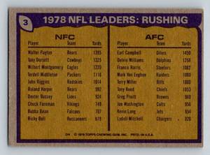 lot 41 image: Earl Campbell RC and Walter Payton 1979 Topps #3 Rushing Leaders - Vintage Football Card