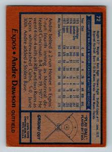 lot 49 image: Andre Dawson RC 1978 Topps #72 Vintage Rookie Baseball Card