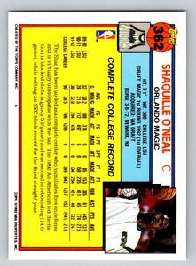 lot 60 image: Shaquille ONeal RC 1993 Topps 92 Draft Pick #362 Rookie Basketball Card
