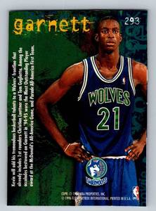 lot 71 image: Kevin Garnett RC 1995-96 Fleer #293 Rookie Minnesota Timberwolves Basketball Card