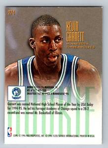 lot 73 image: Kevin Garnett RC 1995-96 Fleer Ultra #274 Rookie Minnesota Timberwolves Basketball Card