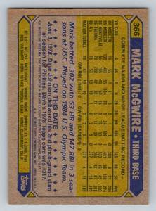 lot 78 image: Mark McGwire RC 1987 Topps #366 Rookie Baseball Card