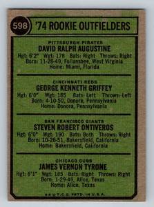 lot 82A image: Ken Griffey Sr. RC 1974 Topps #598 Rookie Outfielders Vintage Baseball Card