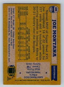 lot 87A image: Joe Montana 1982 Topps #488 Vintage Football Card