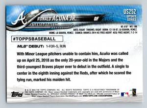 lot 132 image: Ronald Acuna Jr. RC 2018 Topps Update #US252 Rookie Debut Baseball Card