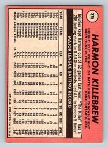 lot 148 image: Harmon Killebrew 1969 Topps #375 Vintage Minnesota Twins Baseball Card