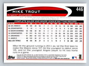 lot 178 image: Mike Trout 2nd Year 2012 Topps #446 Baseball Card