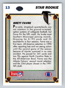 lot 187 image: Brett Favre RC 1991 Upper Deck Star Rookie #13 Football Card