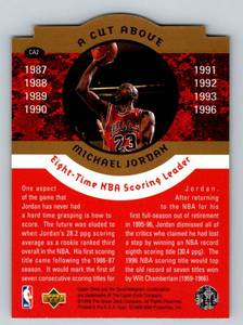 lot 214 image: Michael Jordan Die Cut 1996 Upper Deck A Cut Above #CA2 Basketball Card