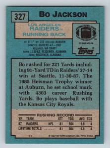 lot 241 image: Bo Jackson RC 1988 Topps #327 Rookie Vintage Football Card