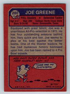 lot 103A image: Joe Greene 1972 Topps #280 Vintage Football Card