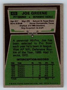 lot 104A image: Joe Greene 1975 Topps #425 Vintage Football Card