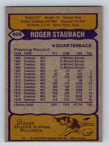lot 112A image: Roger Staubach 1979 Topps #400 Vintage Football Card
