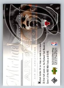 lot 118A image: Michael Jordan Air of Greatness 1999 Upper Deck #142 Basketball Card