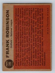 lot 8A image: Frank Robinson 1962 Topps #396 High Number Vintage Baseball Card