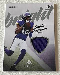 lot 14A image: Justin Jefferson Relic Patch - 2021 Luminance Bright #BB-JUJ Minnesota Vikings Football Card