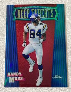 lot 17A image: Randy Moss 2nd Year Refractor 1999 Topps Chrome Seasons Best Deep Threats #SB13 Minnesota Vikings Football Card
