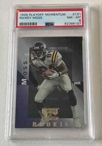 lot 20A image: Randy Moss PSA Graded 8 RC 1998 Playoff Momentum #131 Minnesota Vikings Football Card