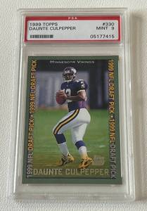 lot 22A image: Daunte Culpepper RC PSA Graded 9 Mint 1999 Topps #330 Rookie Minnesota Vikings Football Card