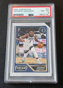 lot 24A image: Anthony Edwards RC PSA Graded 8 2020 Chronicles #87 Rookie Minnesota Timberwolves Basketball Card