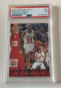 lot 27A image: Michael Jordan PSA Graded 7 1998 Upper Deck MJx Timepieces Red #66 Basketball Card