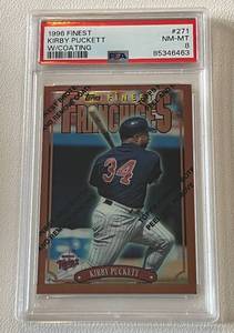 lot 29A image: Kirby Puckett PSA Graded 8 1996 Topps Finest #271 Minnesota Twins Baseball Card