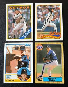 lot 38 image: Nolan Ryan 4 Card Lot - 1983, 1987, 1988, 1989 Topps Baseball Cards
