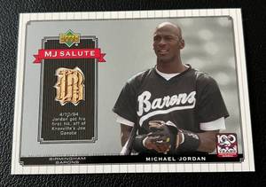 lot 39A image: Michael Jordan Bat Relic 2001 MJ Salute UD #MJ-B3 Baseball Card