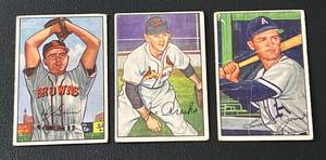 lot 52A image: 1952 Bowman 3 Card Lot - #29 Ned Garver, #26 Eddie Joost, #52 Joe Presko Vintage Baseball Cards