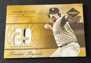 lot 64 image: Catfish Jim Hunter 29 Relic - 2005 Leaf Limited #LL-31 numbered 0329, Game-Worn Pants Baseball Card